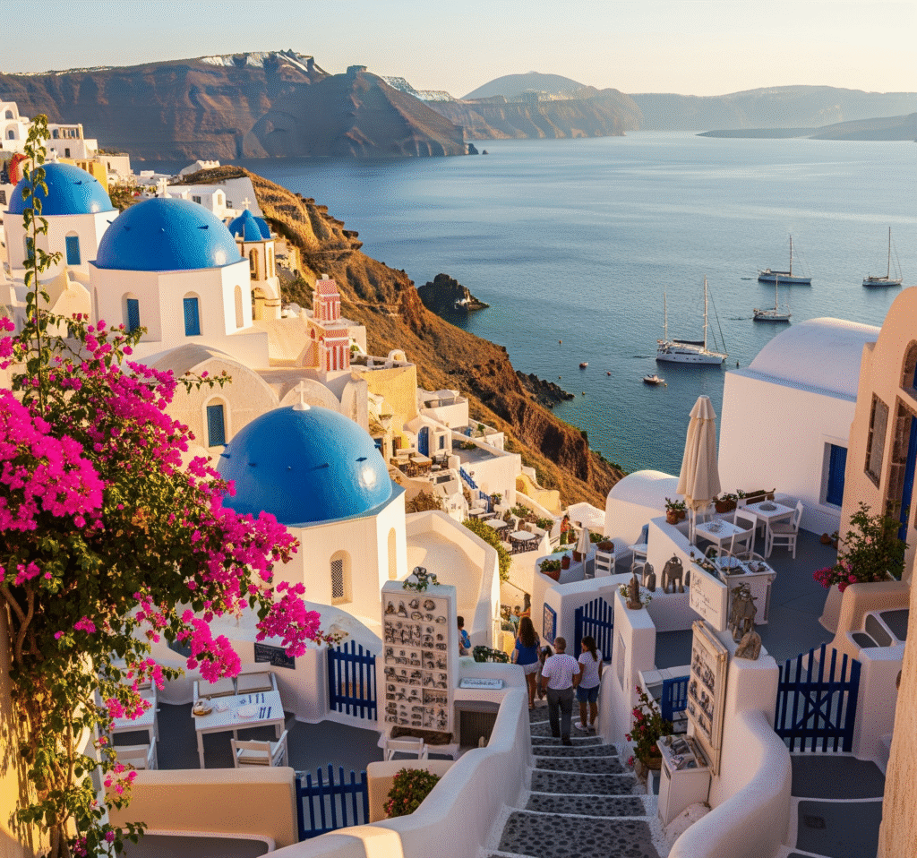 Santorini with view of the sea