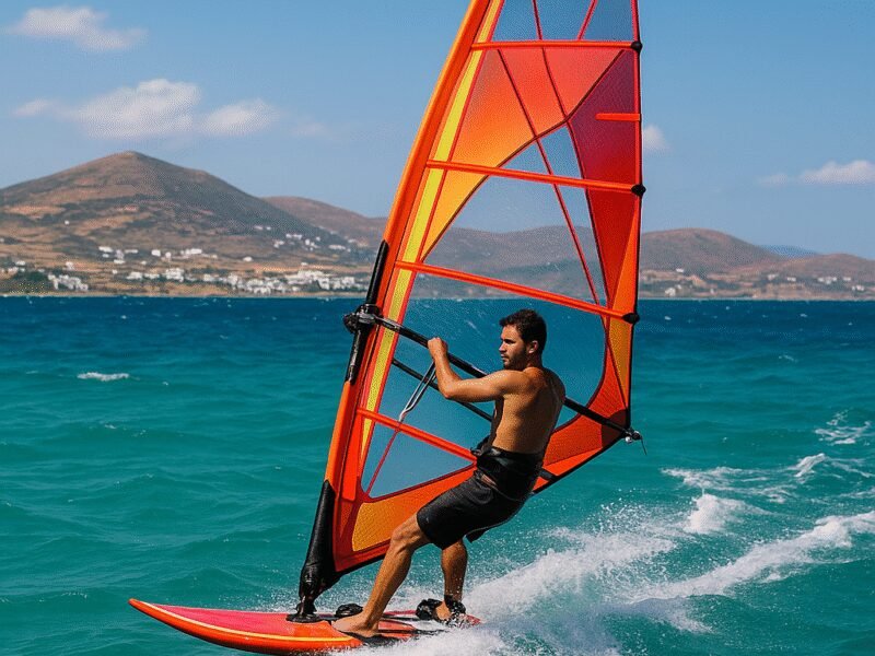 Top 5 Greek Islands for Adventure Activities on a Catamaran - Experience thrilling windsurfing in Paros.