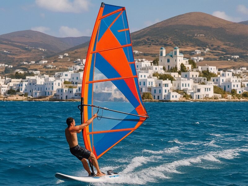 Top 5 Greek Islands for Adventure Activities on a Catamaran – Paros: The Windsurfing Paradise - Experience thrilling windsurfing in the beautiful waters of Paros.