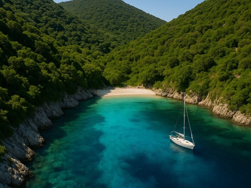 Top 5 Greek Islands for Off-Season Catamaran Sailing – Kefalonia: A Hidden Gem, offering breathtaking scenery and secluded spots for sailors.