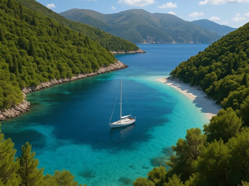 Top 5 Greek Islands for Off-Season Catamaran Sailing – Kefalonia: A Hidden Gem, offering tranquil waters and stunning natural beauty.