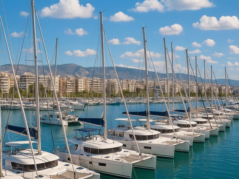 Top 5 Marinas in Greece for Catamaran Sailing - Alimos Marina is a bustling hub for sailing enthusiasts.