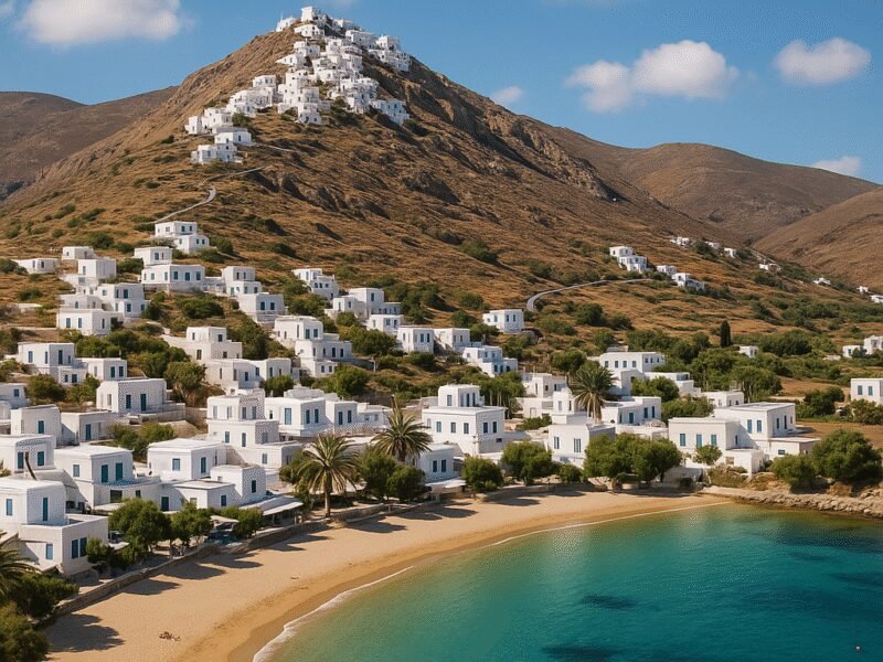 Best Quiet Islands in Greece for Yacht Charters – Serifos: A Hidden Jewel of the Cyclades - A picturesque landscape of Serifos with its charming white houses and tranquil beaches.