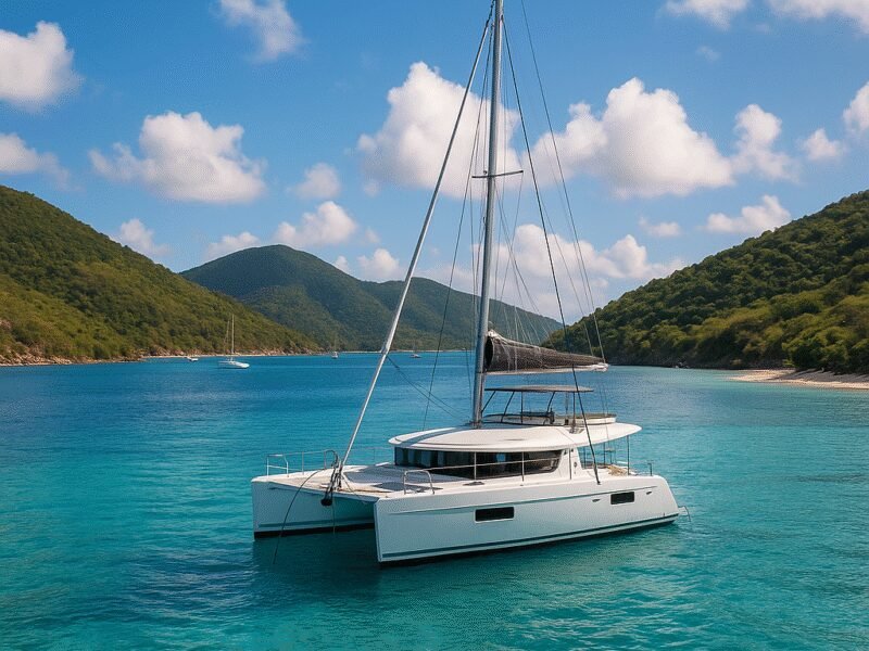 Discovering Secluded Anchorages on a Luxury Lagoon Catamaran – Top Secluded Anchorages in the BVI - A picturesque anchorage in the British Virgin Islands.