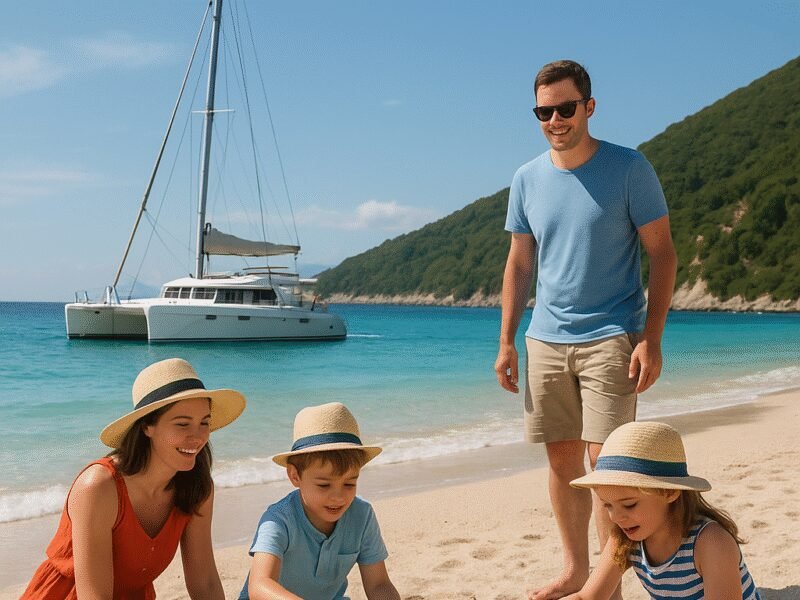 Top 5 Greek Islands for Families on a Catamaran - Lefkas offers a family-friendly beach experience.