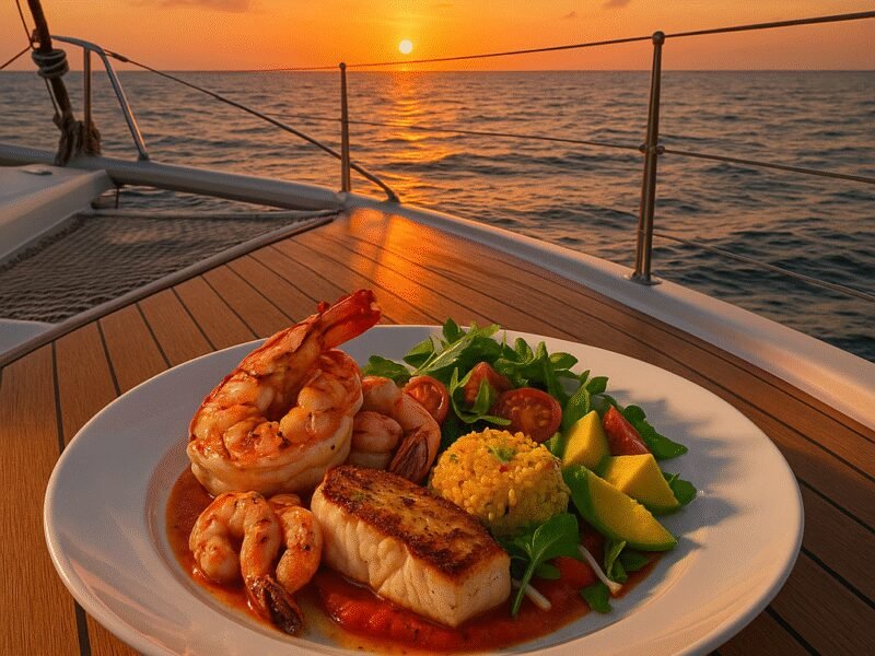 Best Food Experiences on a Crewed Catamaran in Croatia - Enjoy a gourmet meal with a view.