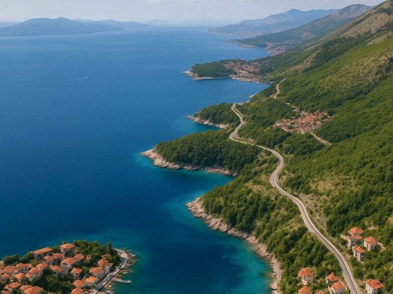 Best One-Way Yacht Charters in Croatia - Aerial view of the coastline from Split to Dubrovnik.