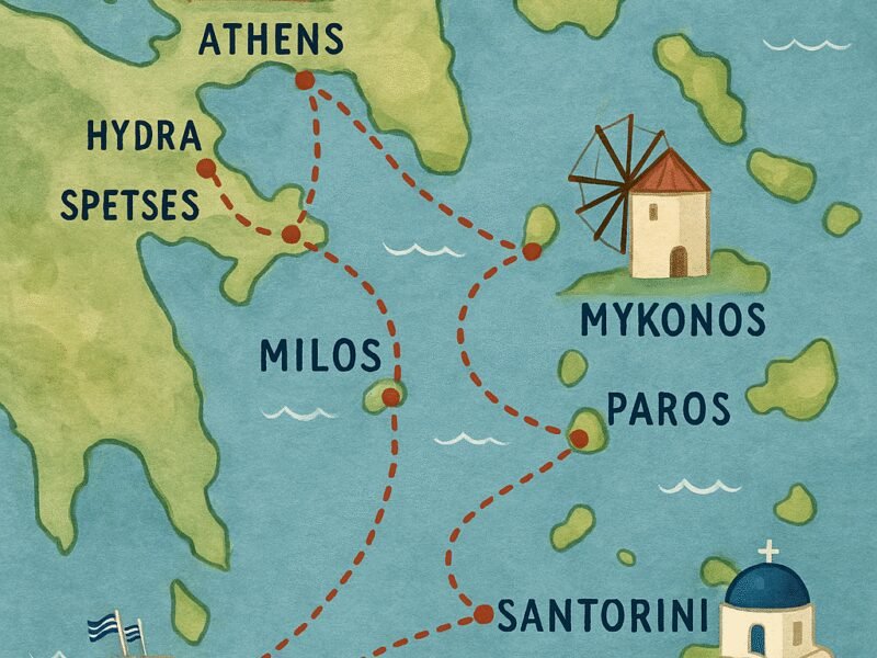 How Much Does a Crewed Yacht Charter in Greece Cost? – Planning Your Itinerary. This image showcases a well-planned itinerary for exploring the beautiful Greek islands by yacht.