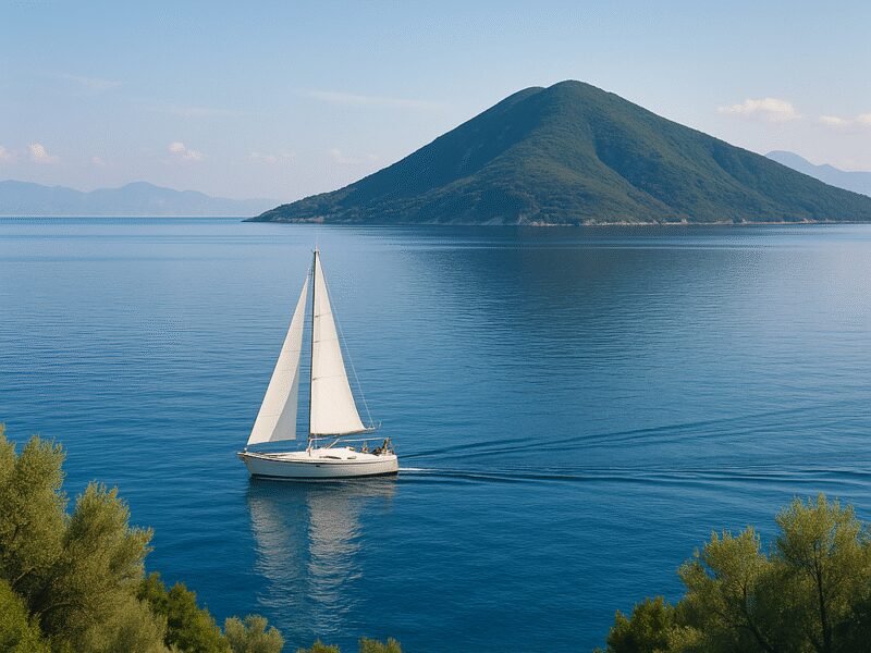 Top 7-Day Sailing Routes in the Ionian Islands – Day 2: Meganisi to Kalamos - A tranquil sailing experience with stunning views.