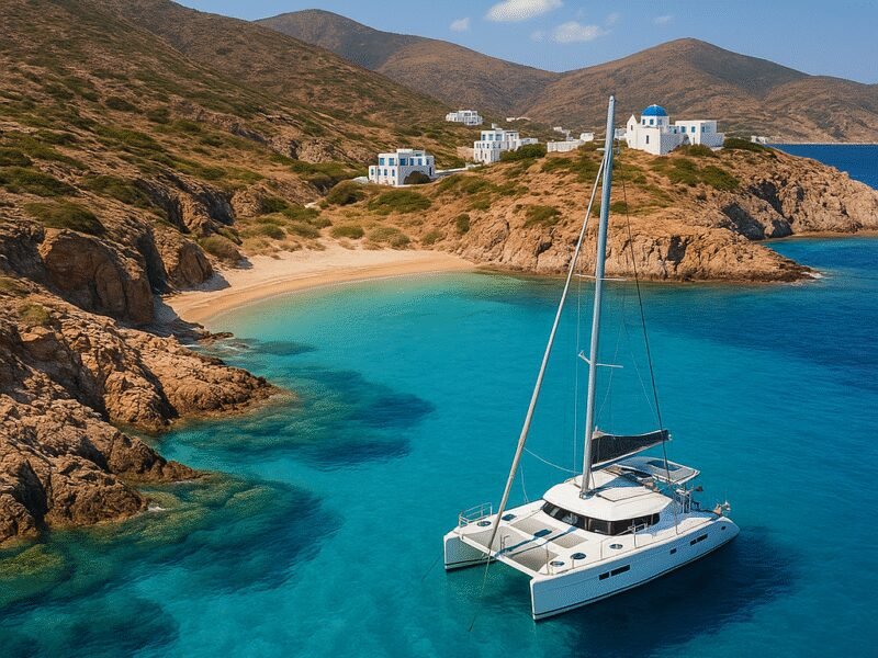 Top 5 Greek Sailing Routes for Catamaran Holidays 2025 - The Cyclades offers breathtaking views and serene beaches.